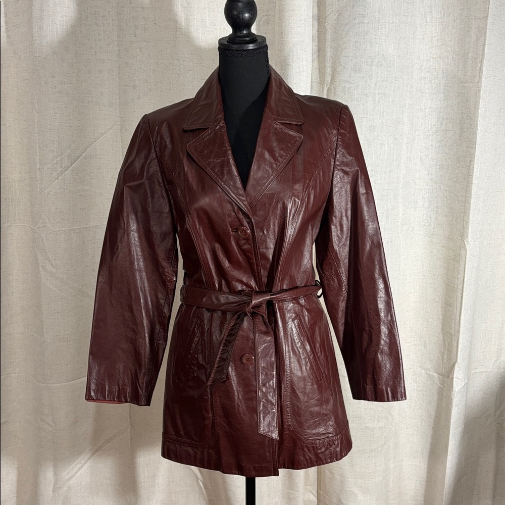 Vintage 70s Miss Simone Reddish Brown Women’s Leather Coat